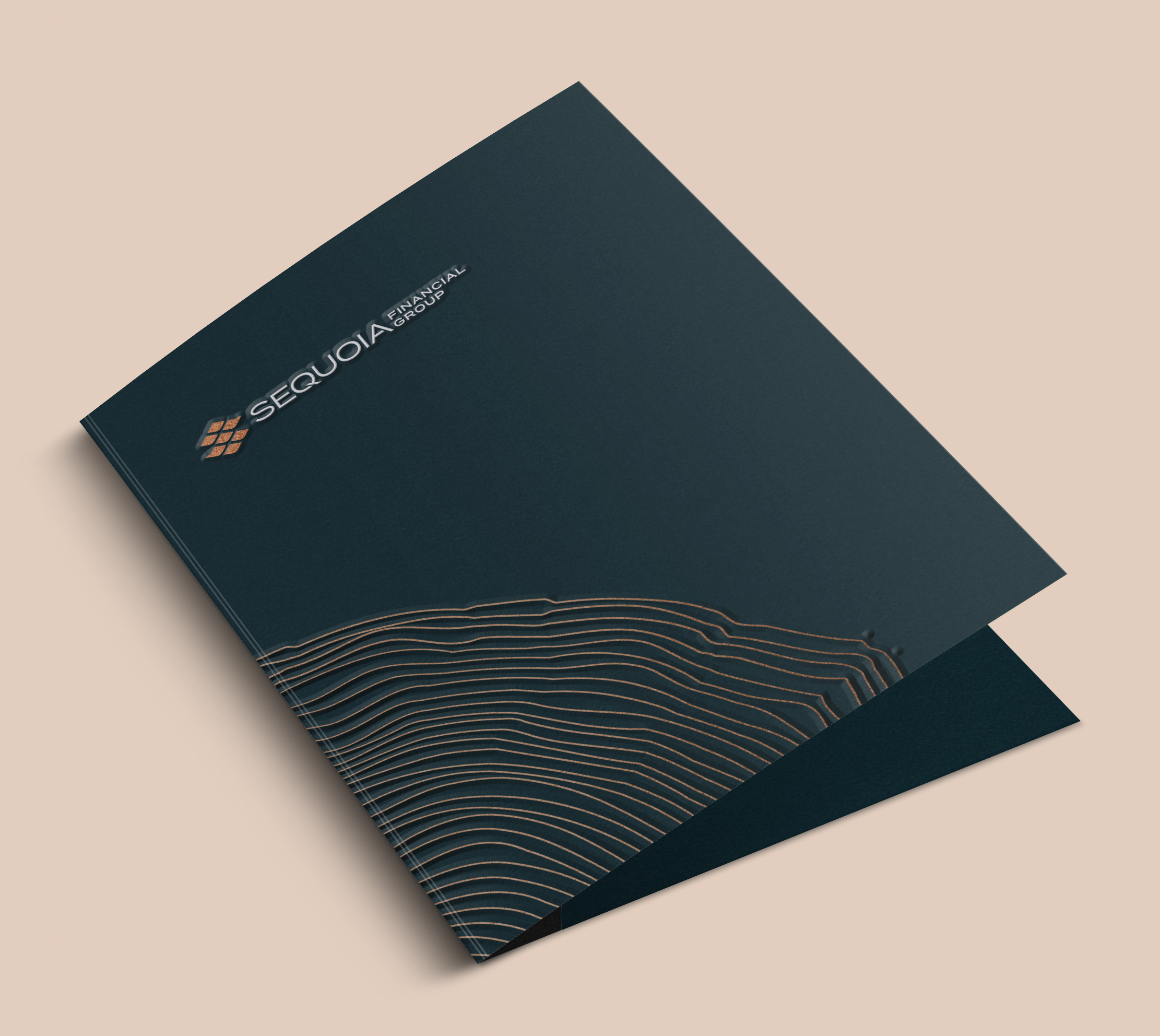 Sequoia Linen folder with single scored spine and two pockets.